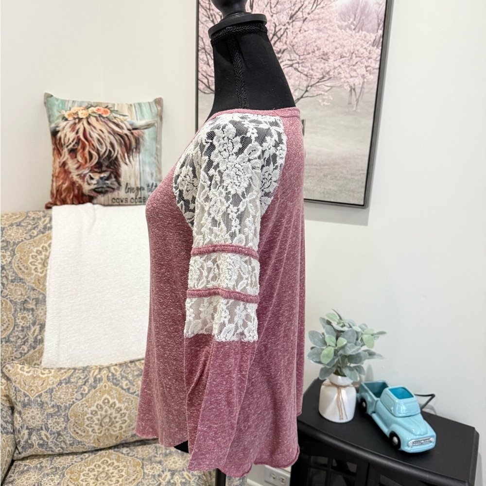 h.i.p. Pink Relaxed Blouse with Rounded Neckline - Picture 5 of 6